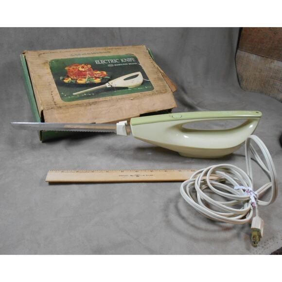 Vintage Hamilton Beach Electric Knife Model 296 Works Avocado Box & Manual - Picture 3 of 12